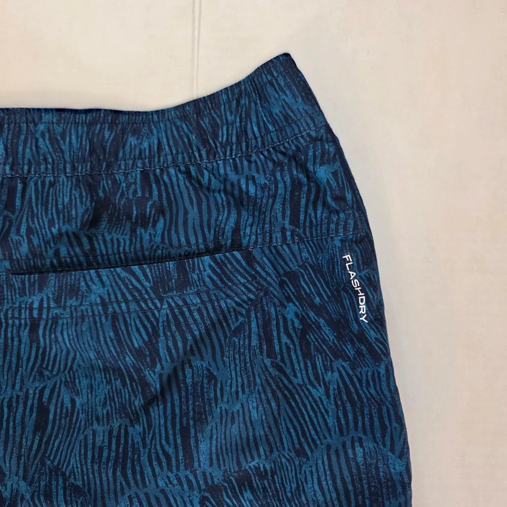 The North Face Printed Action 2.0 Shorts Men XL Blue FlashDry Stretch Drawstring